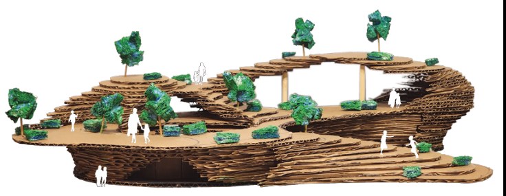 Bloom (B) — cardboard architecture model