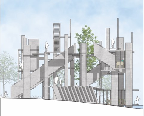 Playground (B) — architectural section drawing